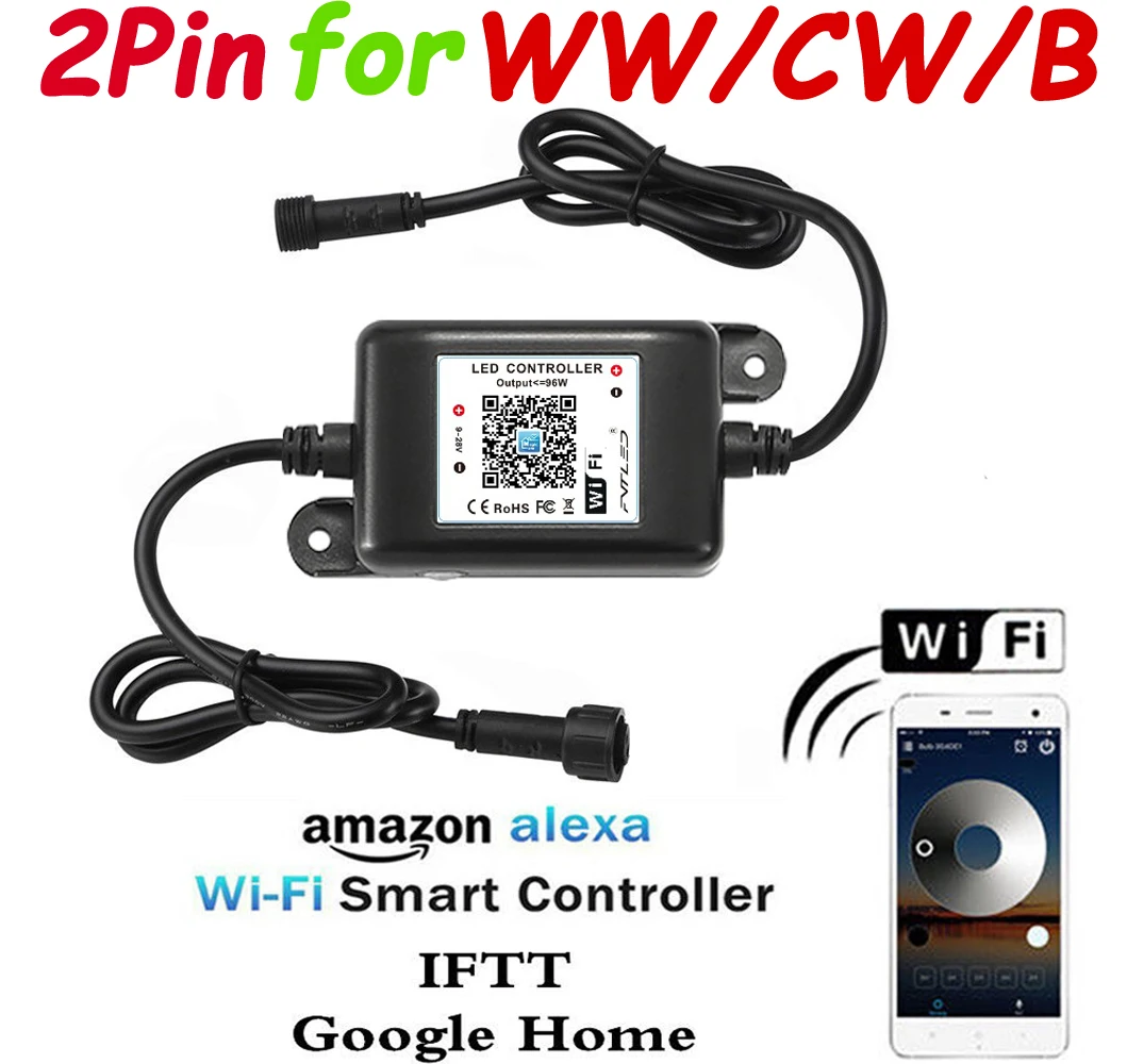 

2 Pin Waterproof Smart Wifi Phone APP LED Controller Dimmer Timer for FVTLED LED Deck Lights for Alexa Echo Google Home IFTTT