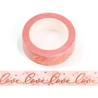 1pc 15mm10m foil yellow letters love pink decorative washi tape diy scrapbooking masking tape school office supply