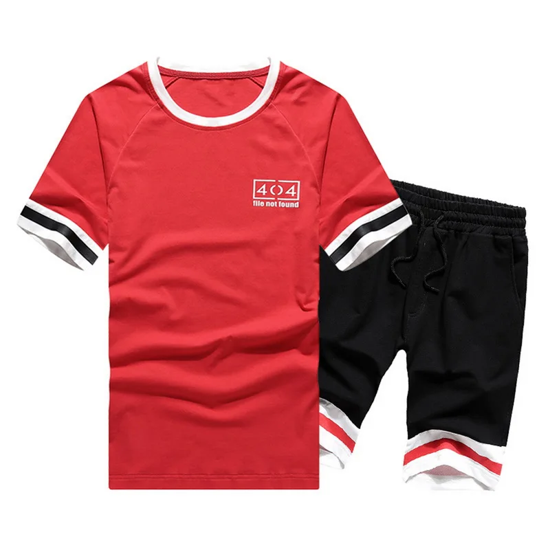 

Dihope 2020 Men Casual Set Fashion 2 PCS Sweat Suit Striped Short Sleeve Shorts Male Sportswear Tracksuit Summer
