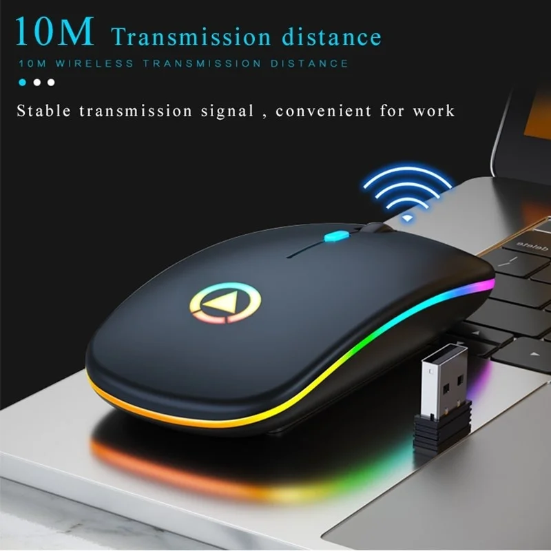 

Wireless Mouse Silent Mouse 1600 DPI Ergonomic Mause Noiseless PC Mouse Mute Colorful Glowing Office Mouse Chargeable/battery