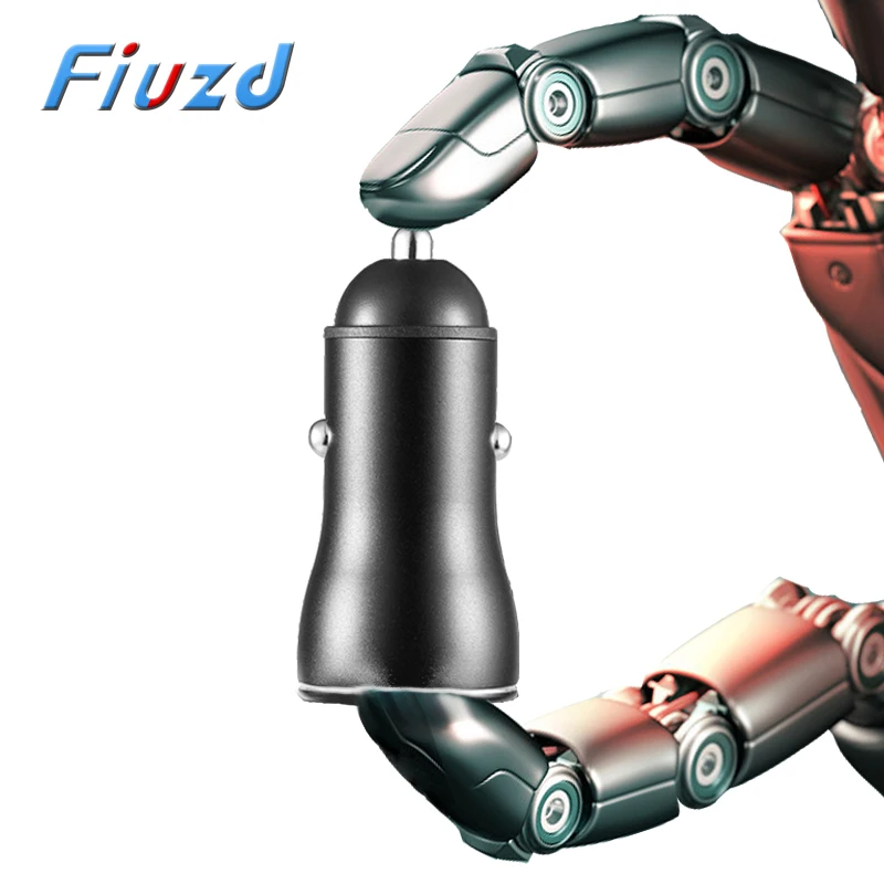 Универсальное металлическое автомобильное зарядное устройство Fiuzd с двумя USB