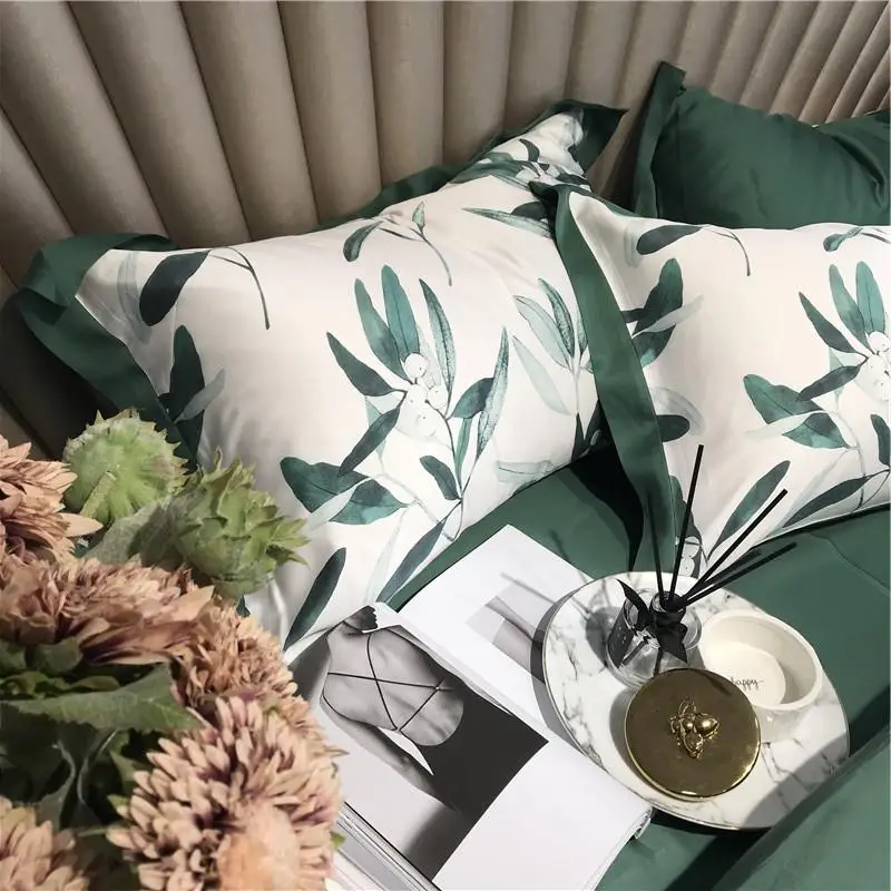 42 Зеленый постельные принадлежности с изображением листьев комплекты