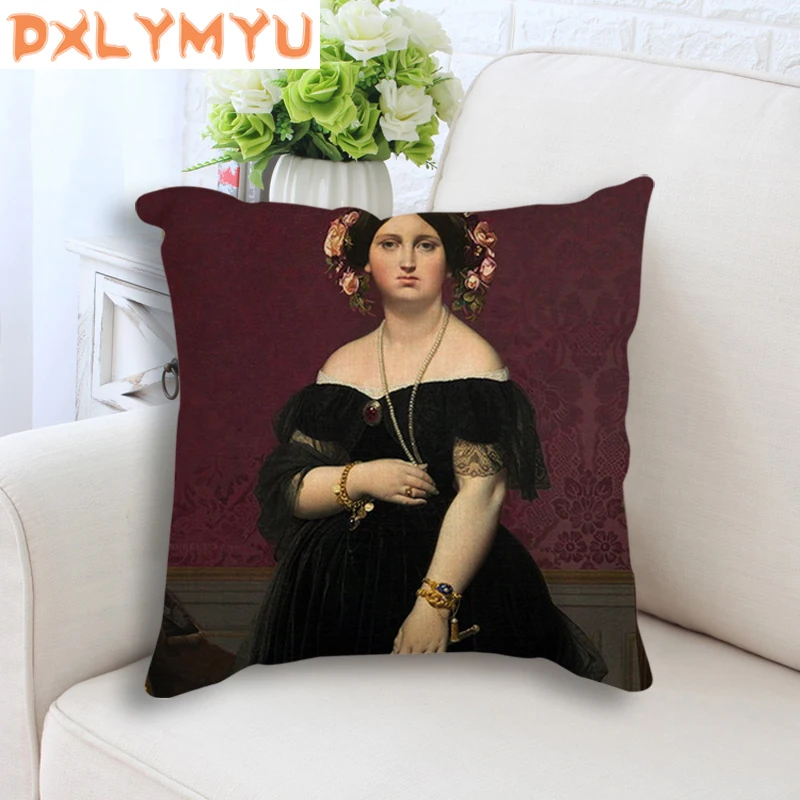 Декоративный чехол для подушки Льняные Наволочки с рисунком портрета