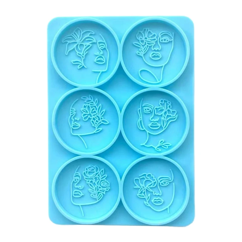 

6 Round Female Heads Mobile Phone Holder Epoxy Resin Mold Phone Grip Decorations Casting Silicone Mould DIY Crafts Mold