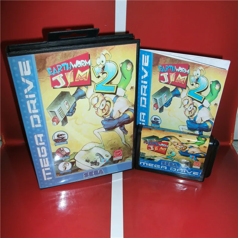 Чехол Earthworm Jim 2 EU с коробкой и руководством для Sega Megadrive Genesis игровая консоль 16 бит