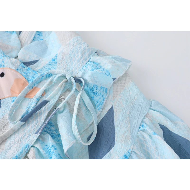 Женская блузка с длинным рукавом голубая клетчатая Повседневная винтажная