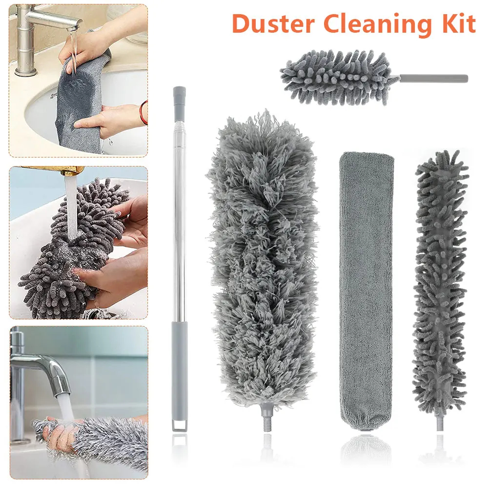 

Household Universal Duster Retractable Pole Easy Cleaning Brush Arbitrarily Bent Duster Multi-functional Purpose Cleaning Tools