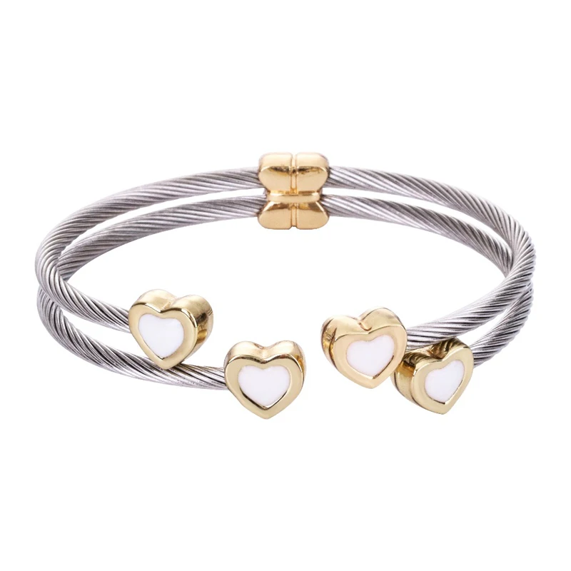 Женский посеребренный эластичный браслет Chran классический из нержавеющей стали