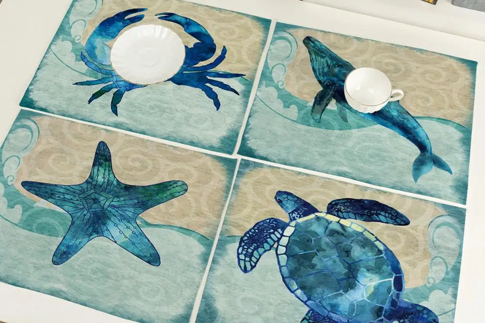 Салфетка FYMX в виде осьминога морская жизнь морской лошадь черепаха краб медуза