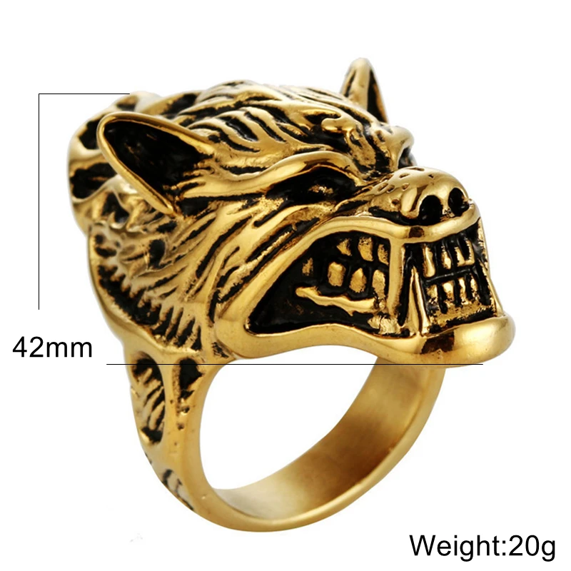 Мужское кольцо из нержавеющей стали EyeYoYo 316L Wild Wolf ювелирные изделия в стиле