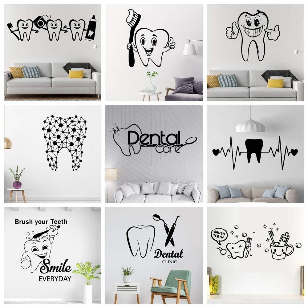 

Dentist Tooth Vinyl Wall Stickers Teeth Decals For Living Room Dental Shop Decoration Hospital Dentist Store Wallstickers