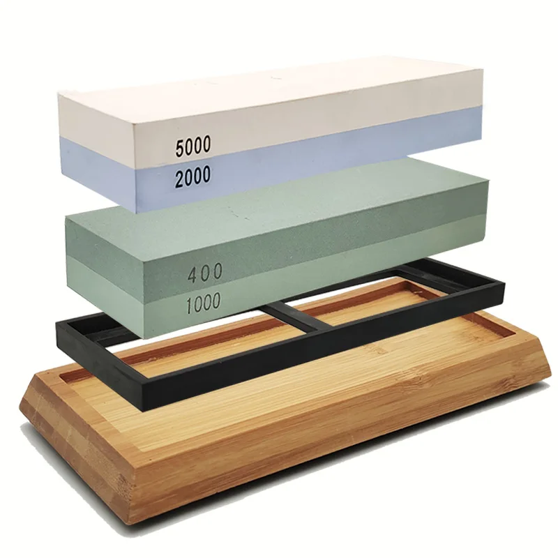 Двухсторонний натуральный белый корунд точильный камень для кухонного ножа