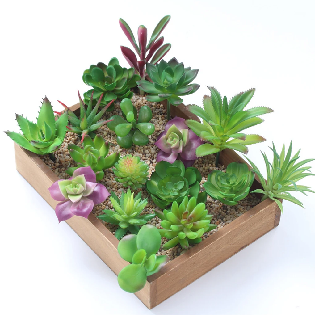 

10pcs Artificial Green Purple Red Flocking Succulent Plants DIY Home Garden Office Wedding Decoration Mini Bonsai Plante