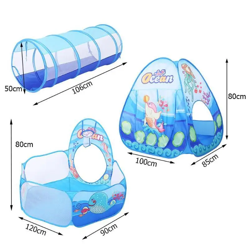 

Three in one children's tent children folding tunnel game tent children's marine ball children's game toy set baby toy tent