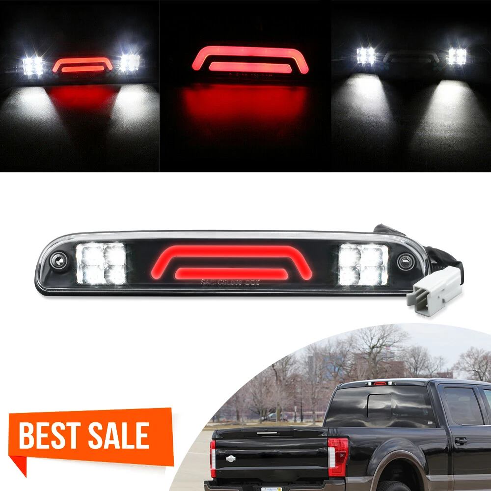 LED superbrillante, tercera luz de freno negra para Ford F-250, SD, F-350, SD, F-450, SD, F-550, SD, 1999-2016, Ford Ranger 1993-2011, 12V