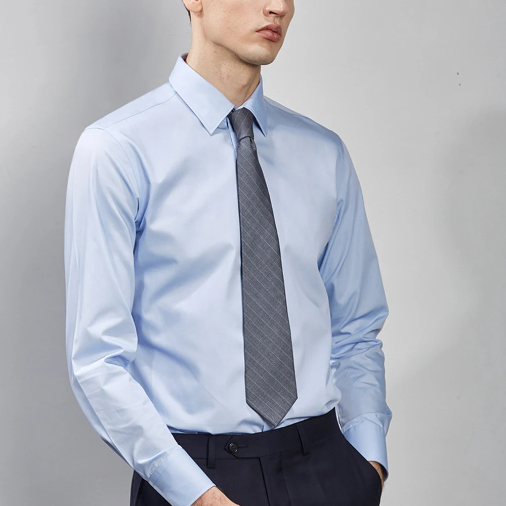 Men Fashion Cotton Long Sleeve Shirt Men Solid Slim Fit Male Social Shirt Men Casual Business White Dress Shirt