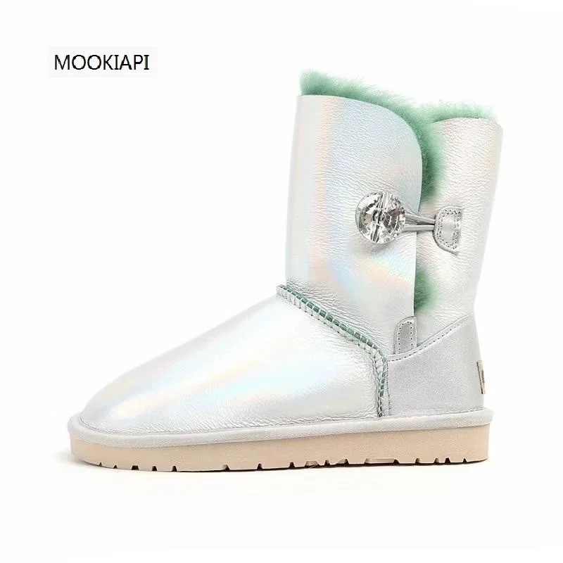 2019 китайского бренда женские зимние сапоги из натуральной овечьей кожи