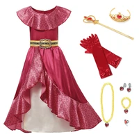 girl princess red elena kids dress up cosplay costume sleeveless deluxe red kids party halloween fantasy elena dress