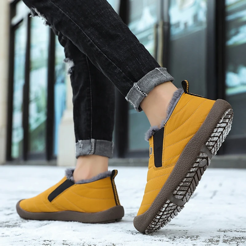 Мужские повседневные кроссовки удобная обувь лоферы бархатная для снега большие