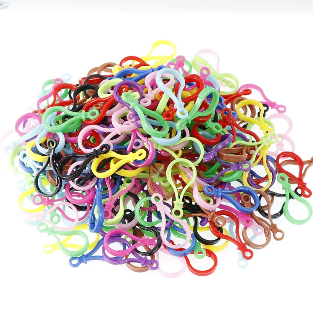 Недорогие пластиковые цветные пряжки в форме лампы 100 шт. карабин застежка сделай