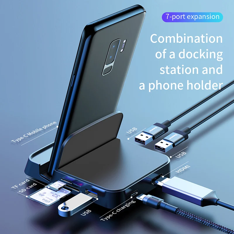 Baseus USB C концентратор Тип с разъемами типа c и HDMI мульти Порты USB3.0 Тип C Мощность адаптер USB-C концентратор док-станция для Macbook Pro/Air USBC жил