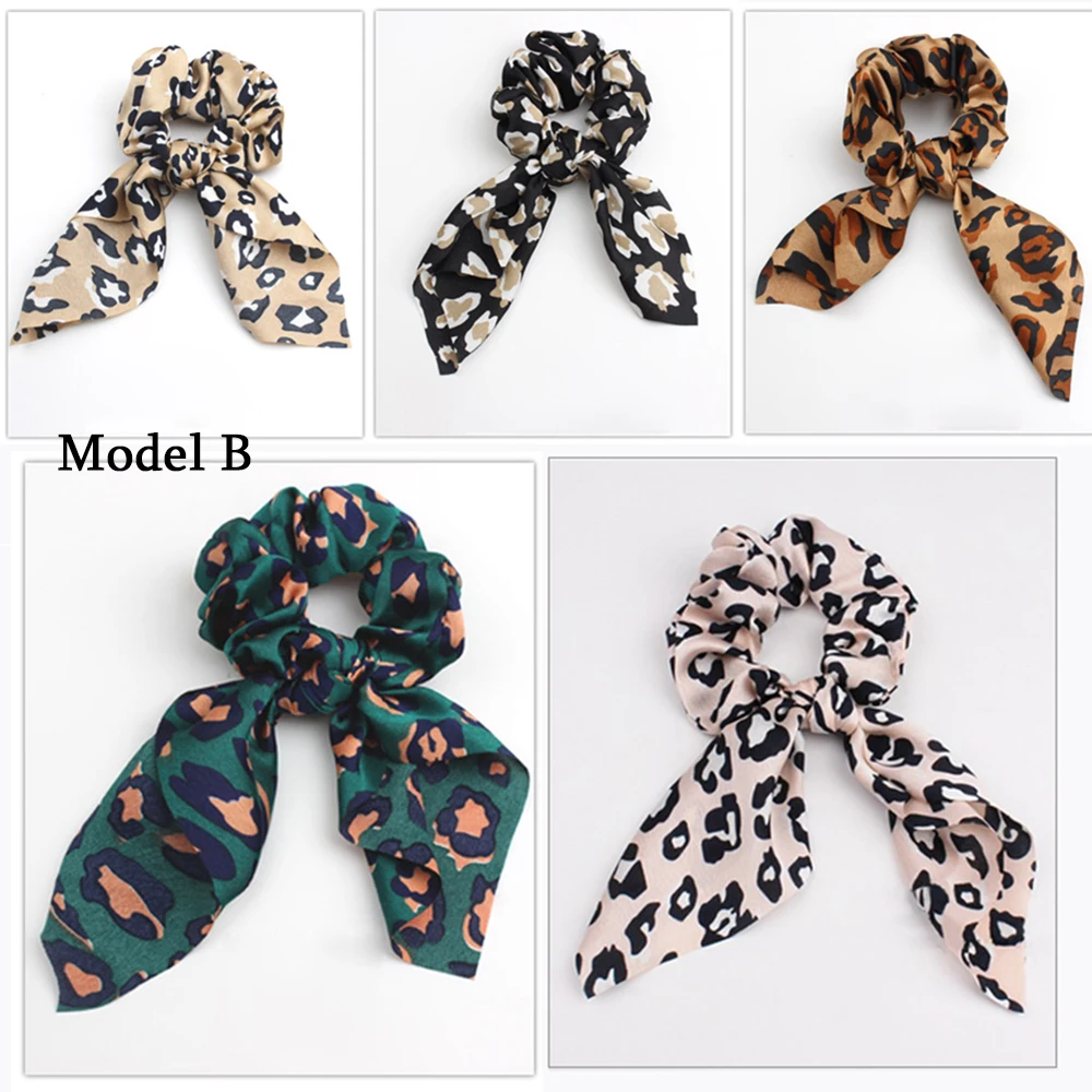 Резинка для волос женская с леопардовым принтом эластичная лента цветочным в