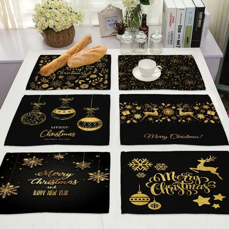 Рождественская хлопковая льняная подстилка с изображением снежинки оленя