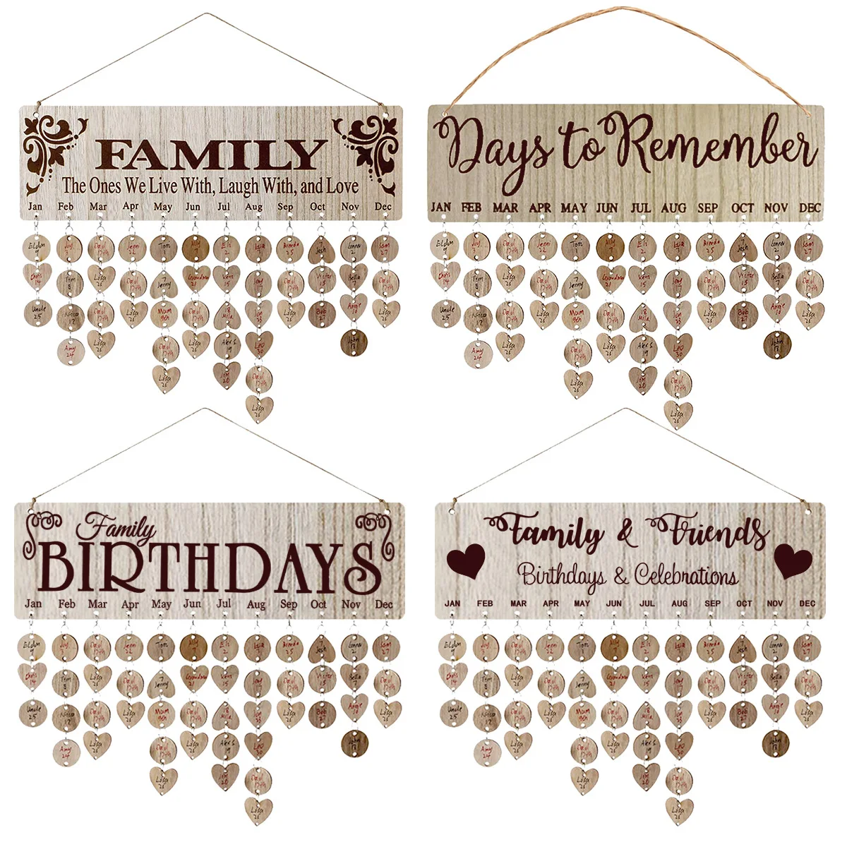 

Wooden Birthday Gift Reminder Wall Hanging Family Celebration Calendar Anniversary Reminder for Friend Gifts Tracker Plaque