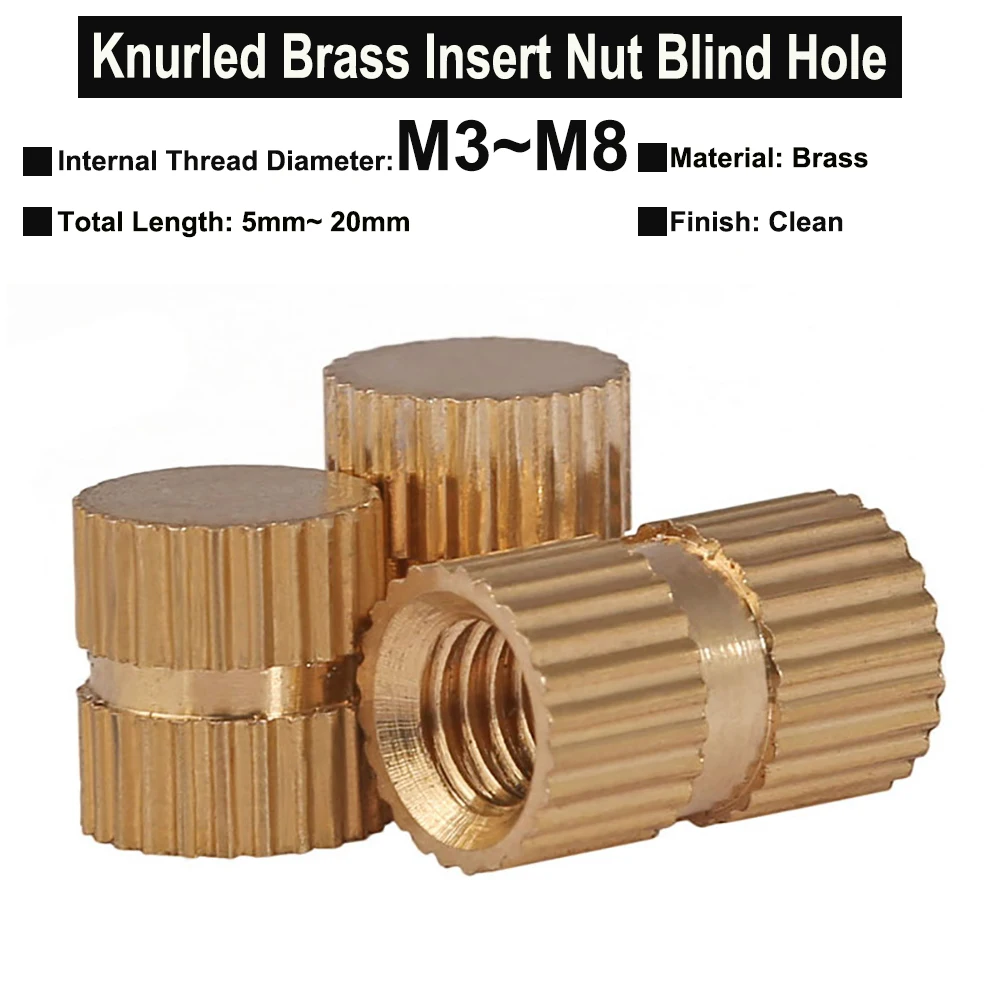 

M3 M4 M5 M6 M8 Brass Hot Melt Insert Nut Injection Molding Brass Knurled Thread Inserts Nuts Blind Hole Embedded Nutsert