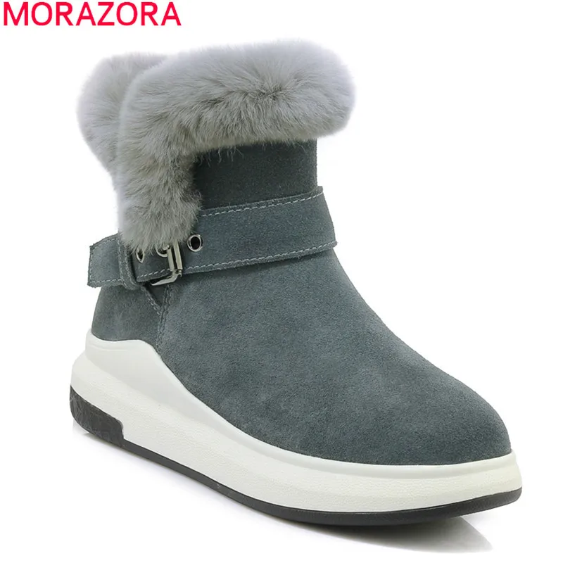 Женские ботильоны на меху MORAZORA черные утепленные плоской подошве с круглым