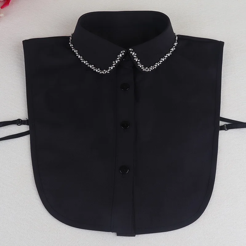 Женская рубашка с отложным воротником Linbaiway черная одежда со съемным блузка