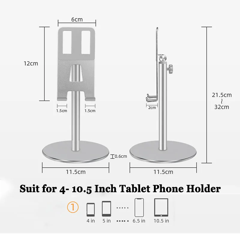 Aluminum Alloy Tablet Phone Holder Adjustable Tablet Desktop stand For iPhone X Mobile Phone Mount For iPad Air Pro 10.5 Stand