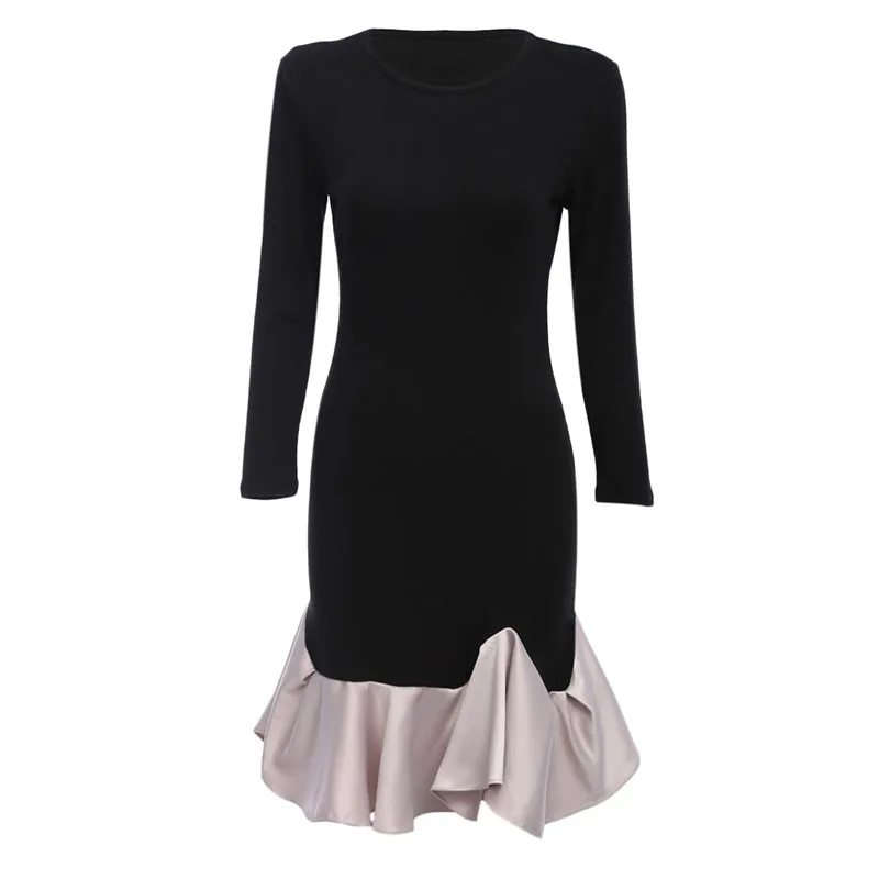 Черное облегающее элегантное Клубное бальное платье в стиле пэчворк с