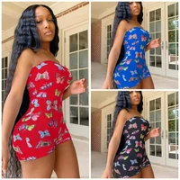 girls sexy jumpsuit%c2%a0fashionable playsuit printed slash neck %c2%a0hollow out bodysuit shorts women clothing