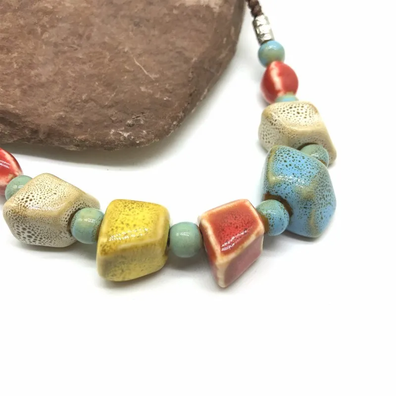 Модные украшения ручная работа керамические шарики веревка цепь ожерелье