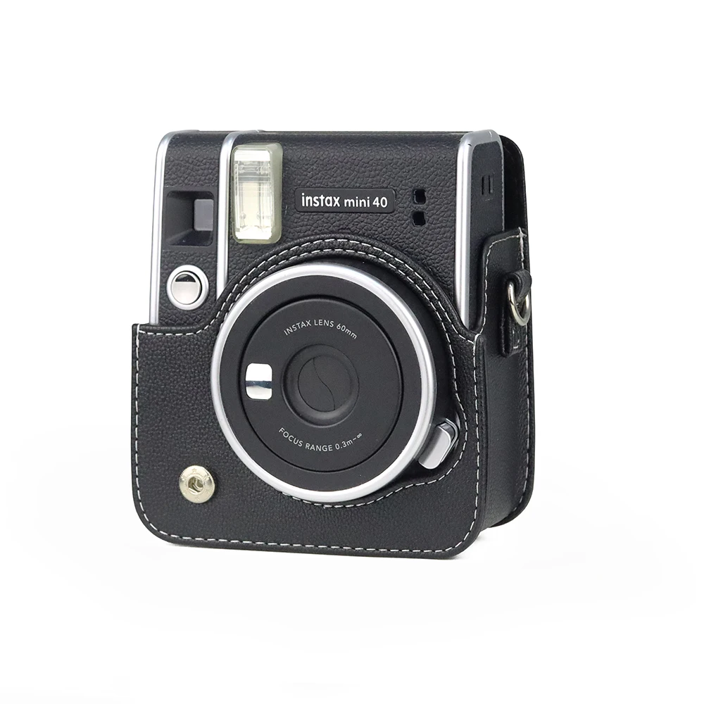 Черный/коричневый Чехол сумка из искусственной кожи для камеры Fujifilm Instax Mini 40 с