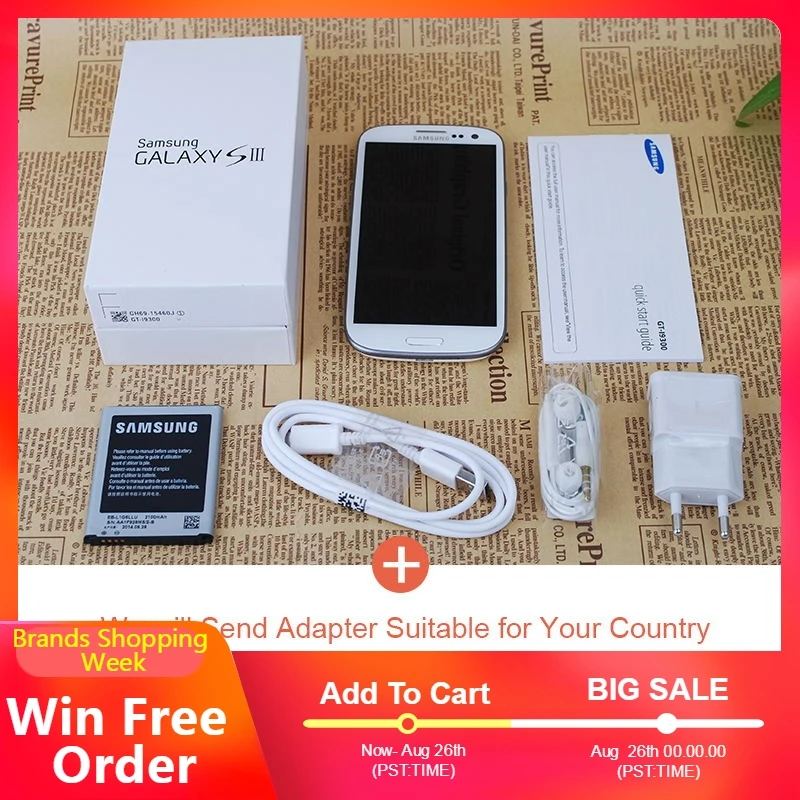 I9300 разблокированный samsung galaxy S3 S III сотовые телефоны четырехъядерный 4 8 'ɸMP NFC