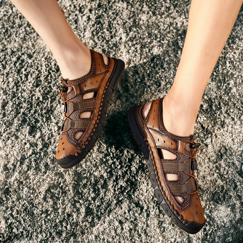 2019 модные мужские сандалии летние пляжные удобные дышащие мужская повседневная