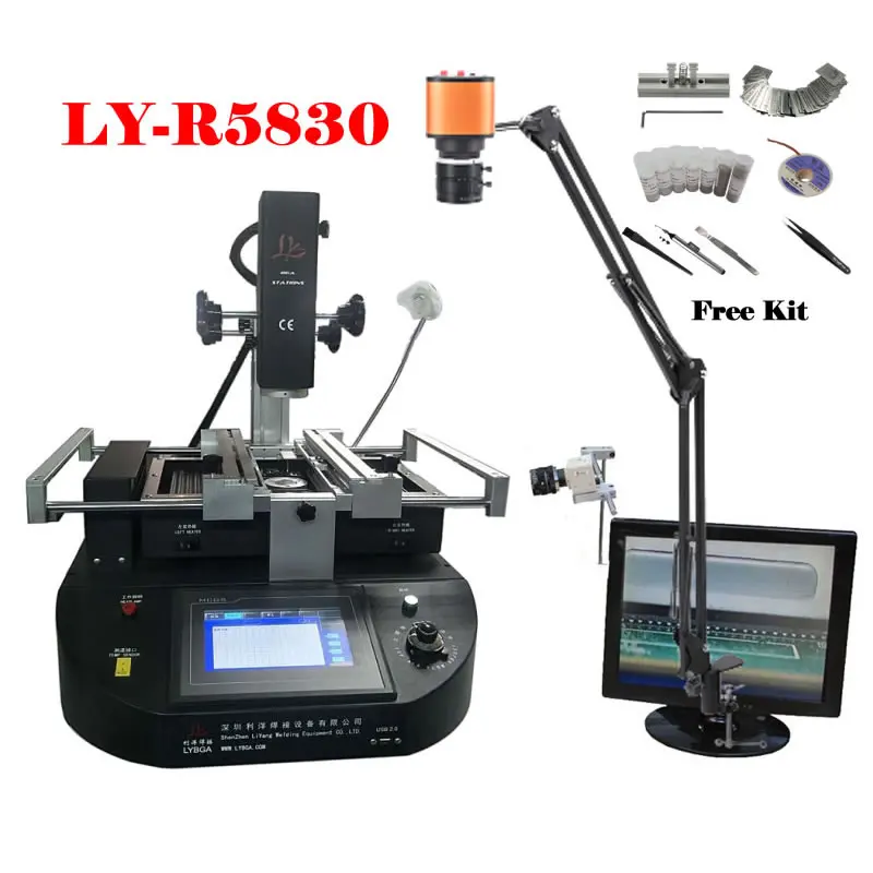 

Паяльная станция R5830C, 4500 Вт, 3 зоны нагрева для ноутбуков, материнских плат, ремонта чипов набор BGA, сенсорный экран
