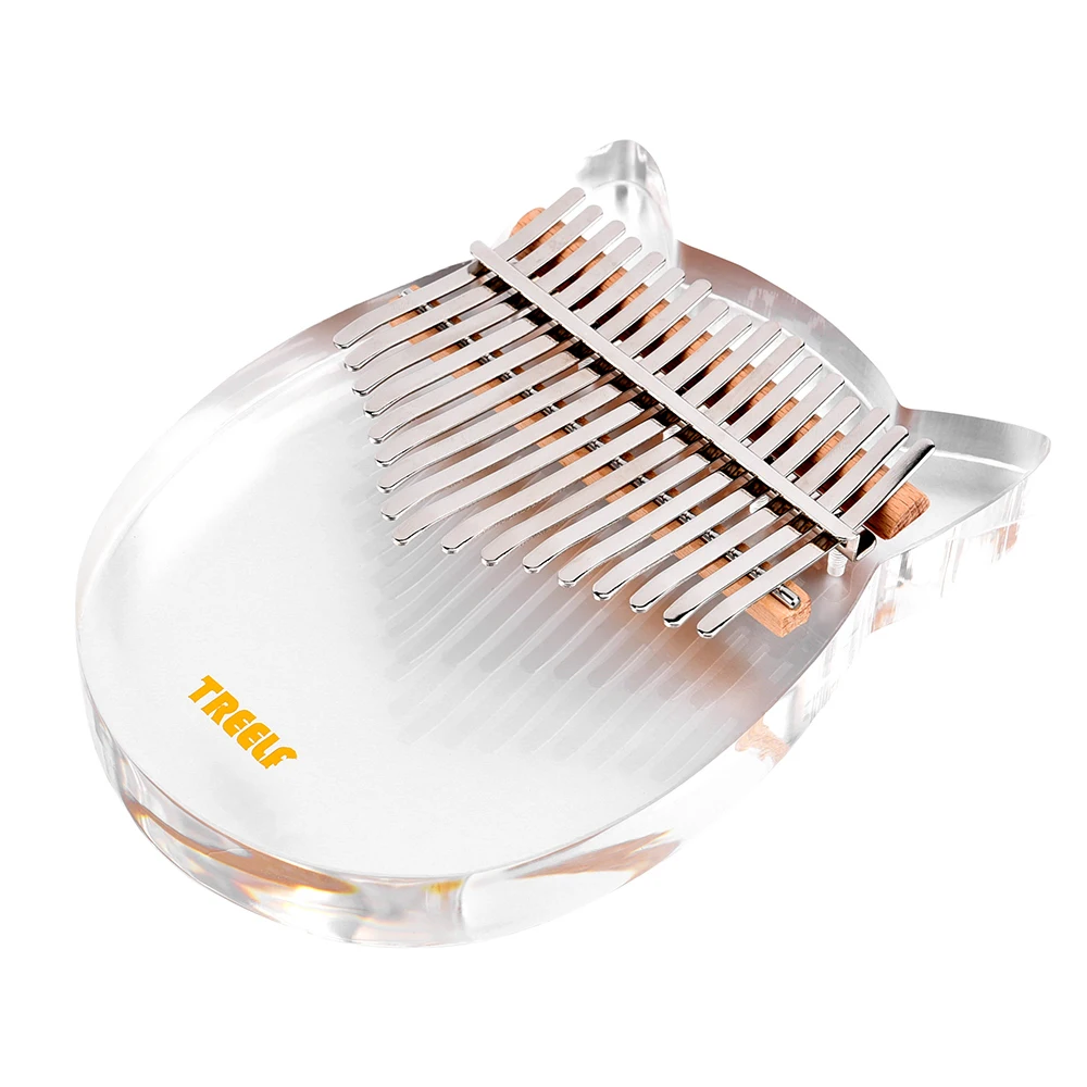 

17 Keys Transparent Acrylic Thumb Piano Kalimba with Bag Tuning Hammer Cleaning Cloth Key Stickers Fingertip Protectors