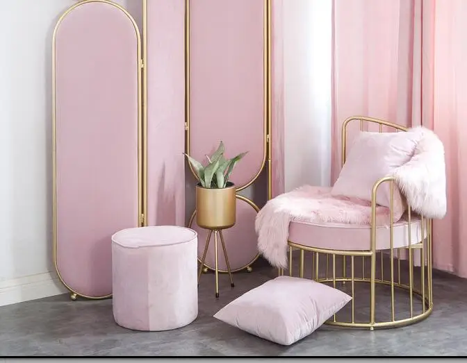 Диван-стул из кованого железа скандинавский стул для гостиной с 1 подушкой и 2