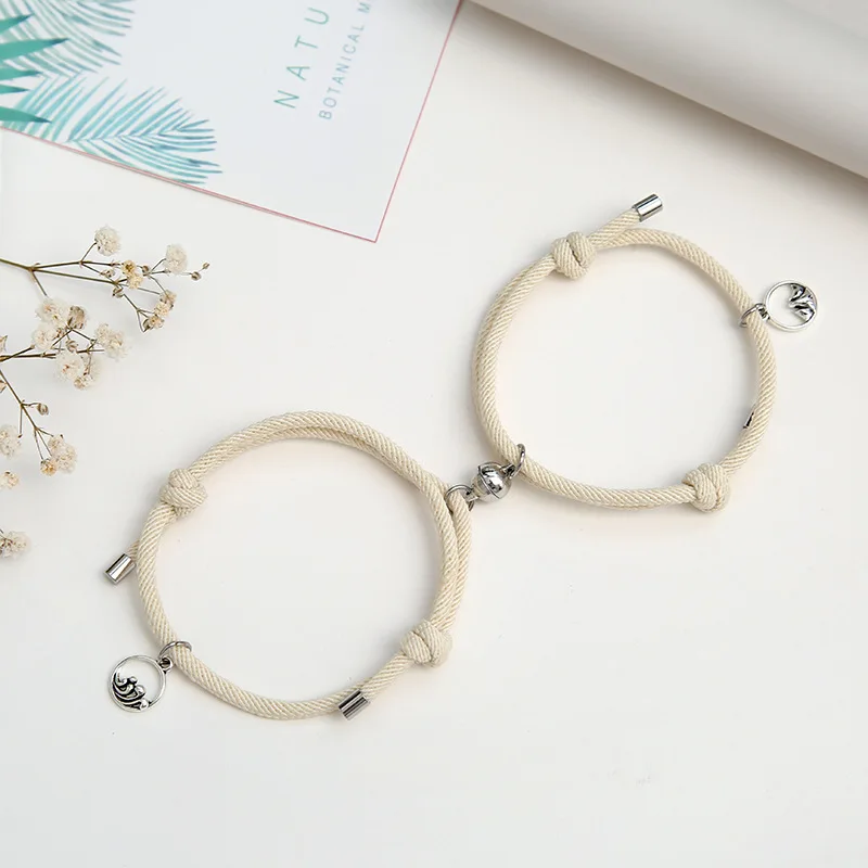 

Trendy 2pcs/Set Couple Bracelet For Lovers Minimalist Adjustable Rope Braslet Distance Paired Braclet Charm Lucky Braslet Gift