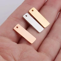 mirror polished stainless steel rectangle charms tags for engraving metal tags 2hole connector diy bracelet jewelry 6x18mm 20pcs