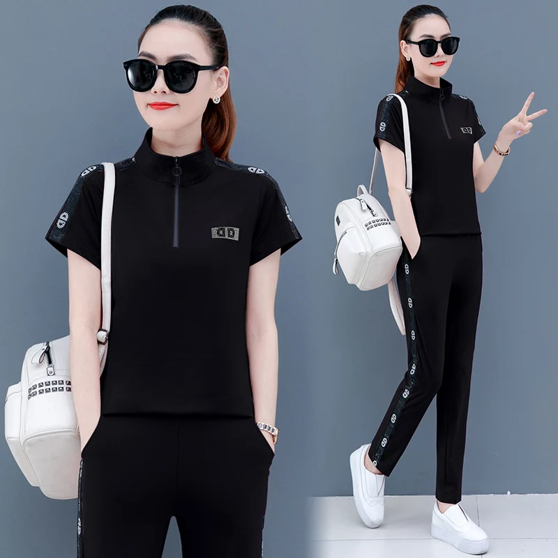 Летние брюки комплект из 2 предметов Свободный Повседневный Топ с коротким