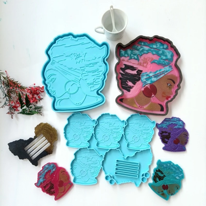 

2021 New Afro Female Rolling Tray Resin Mold African Goddess Fruit Plate Silicone Mould