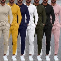 mens casual cotton long sleeve t shirt pants 2 piece set 2021 autumn mens suit cotton casual sportswear