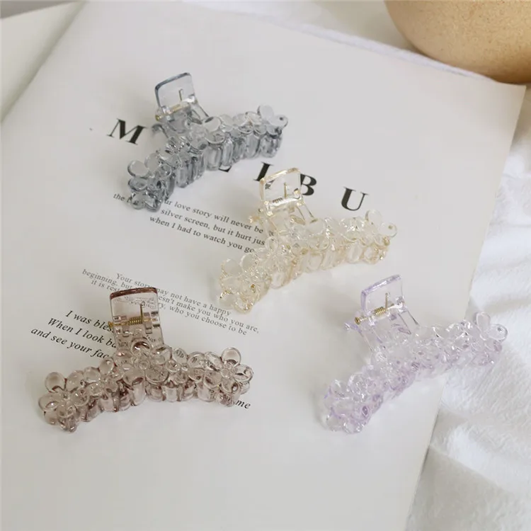 Модный женский однотонный прозрачный зажим для волос конского хвоста верхняя