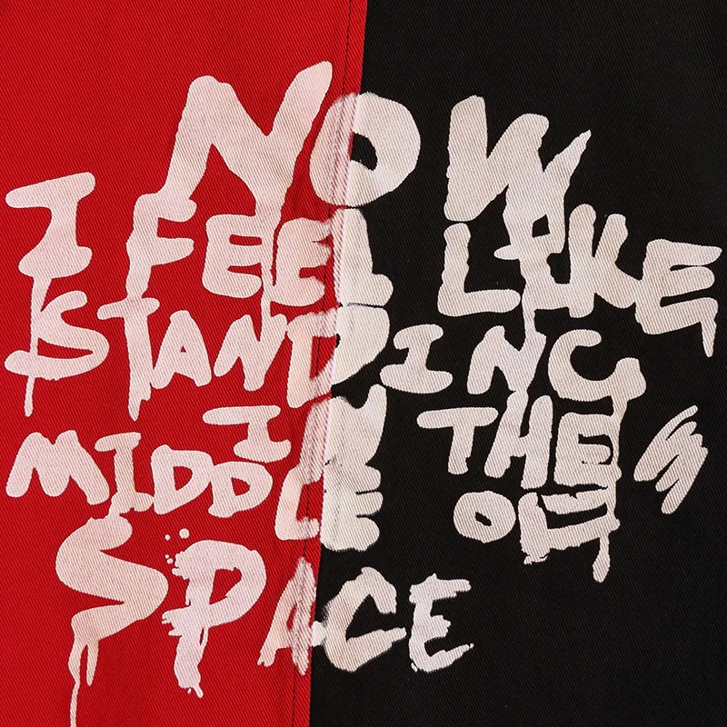 

Fashion Nice VogueDenim Jacket For Men Spliced Jeans Jacket Homme Letters Streetwear Denim Men Coat