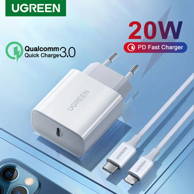 Зарядное устройство Ugreen USB Type-C для iPhone 13, 12 Pro Max, быстрая зарядка 4,0, 3,0, быстрая зарядка для iPad, Huawei PD, 20 Вт, зарядное устройство для телефона QC4.0 - изображение