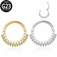 g23 titanium hinged segment nose stud zircon ball hoop septum clicker daith lip ear cartilage helix piercing nose rings jewelry